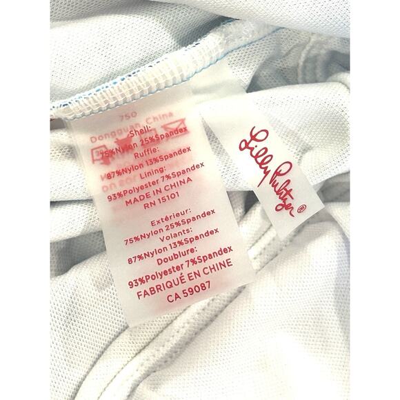 Lilly Pulitzer Caelum Ruffle One Piece Swimsuit Size 10 Amalfi Blue One Shoulder - Picture 7 of 7